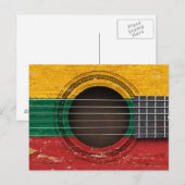 Oude akoestische gitaar met Litouwse vlag Briefkaart (Voorkant / Achterkant)