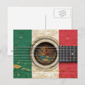 Oude akoestische gitaar met Mexicaanse vlag Briefkaart (Voorkant / Achterkant)