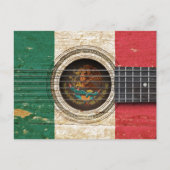 Oude akoestische gitaar met Mexicaanse vlag Briefkaart (Voorkant)