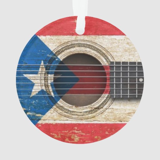Oude akoestische gitaar met Puerto Rico Flag Ornament (achterkant)