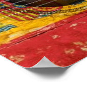 Oude akoestische gitaar met Spaanse vlag Poster (Hoek)