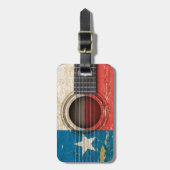 Oude akoestische gitaar met Texas Flag Bagagelabel (Voorkant verticaal)