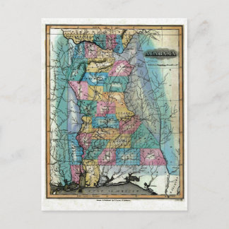 Oude Alabama-kaart 1826 Briefkaart
