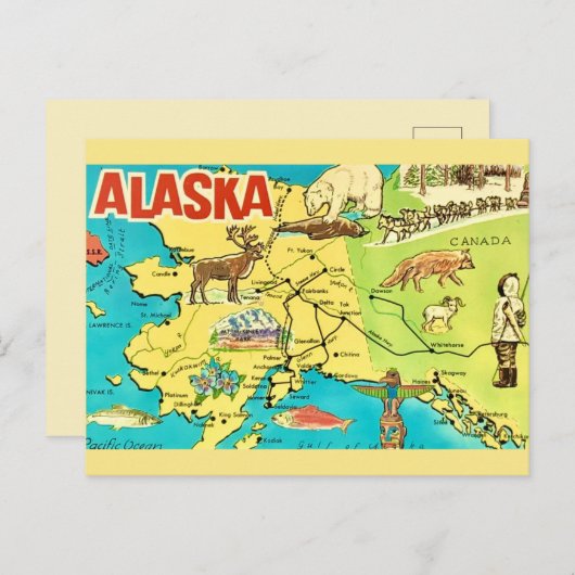 Oude Alaska kaart ansichtkaart (Voorkant / Achterkant)