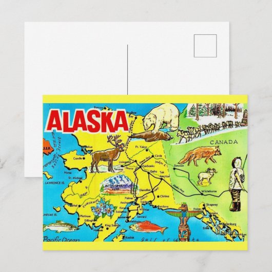Oude Alaska kaart ansichtkaart (Voorkant / Achterkant)