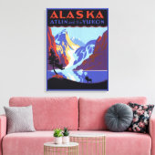 Oude Alaska reisposter, Atlin en de Yukon Canvas Afdruk (Insitu (Woonkamer))