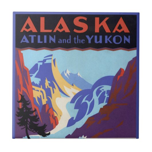 Oude Alaska Reisposter, Atlin en de Yukon Tegeltje (Voorkant)