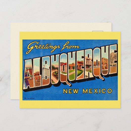 Oude Albuquerque NM Groet Briefkaart (Voorkant / Achterkant)