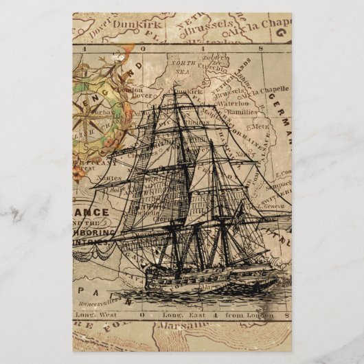 Oude algemene kaart van Frankrijk en schip uit de  (Voorkant)