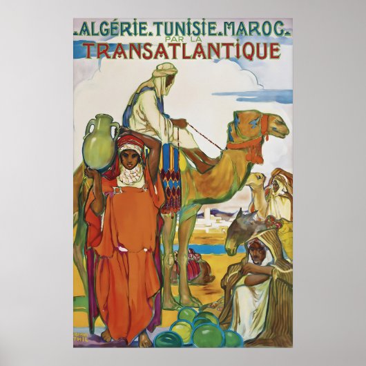 Oude Algerije Tunesië Marokko Reisposter Poster (Voorkant)