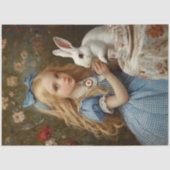 Oude Alice Blauwe Gingham Theetuin Olie Schilderij Tissuepapier (Voorkant)