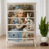 Oude Alice Blauwe Gingham Theetuin Olie Schilderij Tissuepapier