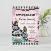 Oude Alice in Wonderland babyshower uitnodiging (Staand voorkant)