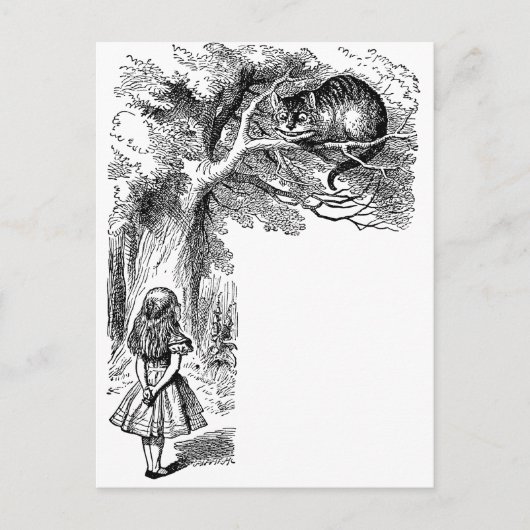 Oude Alice in Wonderland, Cheshire Cat Briefkaart (Voorkant)