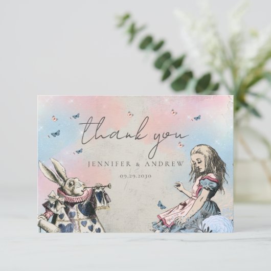 Oude Alice in Wonderland Dank je wel Bedankkaart (Staand voorkant)