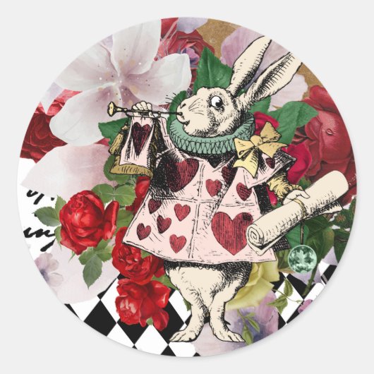 Oude Alice in Wonderland Decoupage Ronde Sticker (Voorkant)