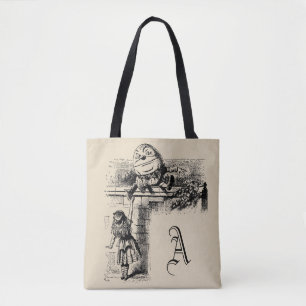 Oude Alice in Wonderland, Humpty Dumpty op de Muur Tote Bag