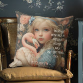 Oude Alice in Wonderland met Roze Flamingo Kussen