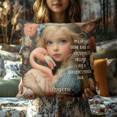 Oude Alice in Wonderland met Roze Flamingo Kussen