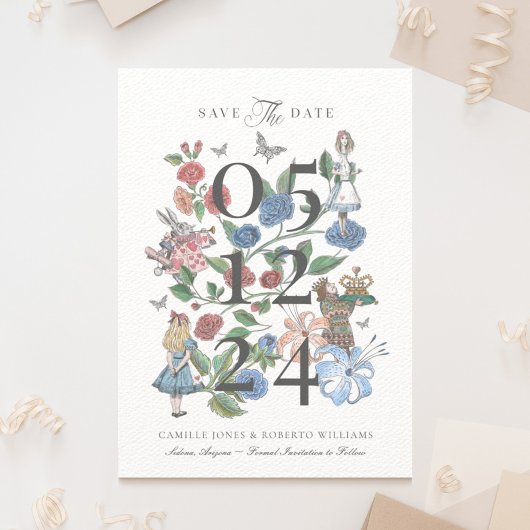 Oude Alice in Wonderland sprookjesboek Save The Date