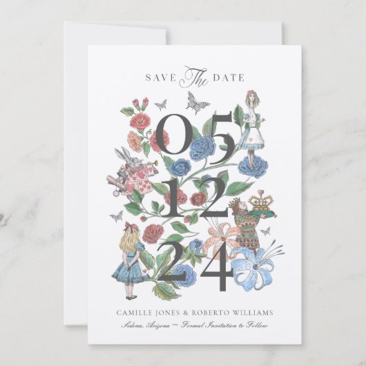 Oude Alice in Wonderland sprookjesboek Save The Date (Voorkant)