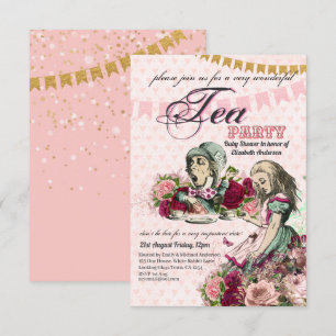Oude Alice in Wonderland Theepartij Aangepaste Fee Kaart