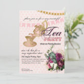 Oude Alice in Wonderland Theepartij Aangepaste Fee Kaart (Staand voorkant)