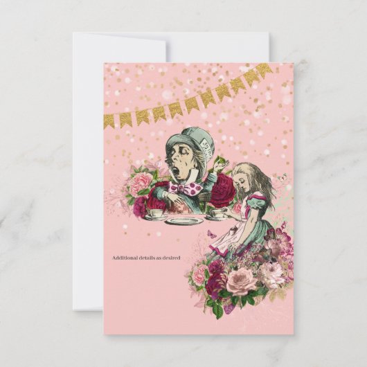 Oude Alice in Wonderland-theepartij aangepaste fee Kaart (Achterkant)