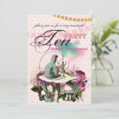 Oude Alice in Wonderland Theepartij Aangepaste Fee Kaart (Staand voorkant)