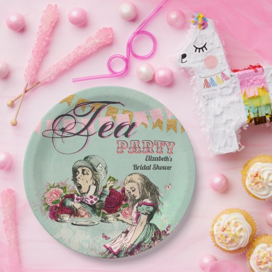 Oude Alice in Wonderland Theepartij Aangepaste Fee Papieren Bordje (Feest)