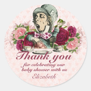 Oude Alice in Wonderland Theepartij Aangepaste Fee Ronde Sticker