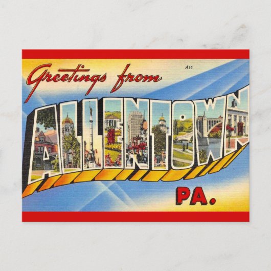 Oude Allentown PA Briefkaart (Voorkant)