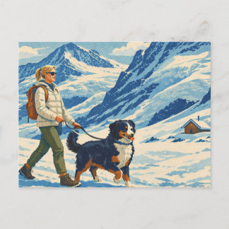 Oude Alpenberg Wandelen met Hond Ansichtkaart Briefkaart