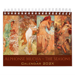 Oude Alphonse Mucha De Seizoenen Art Nouveau Kalender