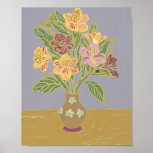 Oude Alstroemeria Bloemstilleven in bloemstuk Poster