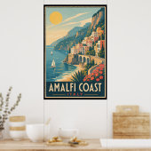 Oude Amalfi Kust Italië Reizen Poster (Keuken)