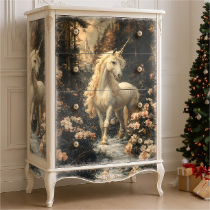 Oude ambachtelijke bos eenhoorn decoupage knutselw tissuepapier
