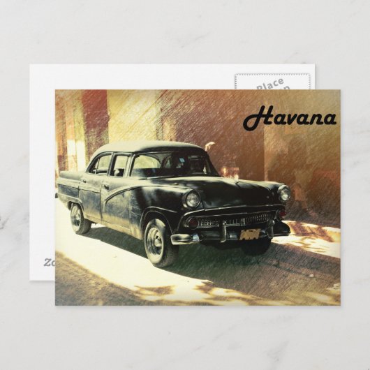 Oude Amerikaanse auto op straat in het briefkaart  (Voorkant / Achterkant)