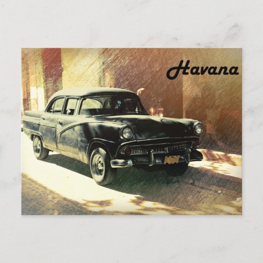 Oude Amerikaanse auto op straat in het briefkaart  (Voorkant)