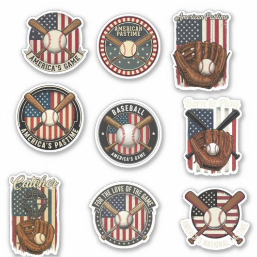 Oude Amerikaanse honkbal patriottische bezigheid s Sticker (Voorkant)