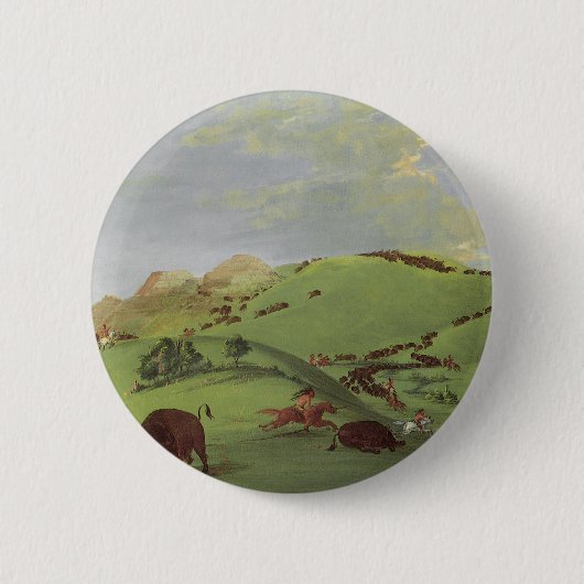 Oude Amerikaanse inboorlingen, Buffalo Jacht door Ronde Button 5,7 Cm (Voorkant)