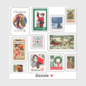 Oude Amerikaanse Kerst Postzegels Set Retro Stijl Sticker (Vel)