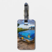 Oude Amerikaanse klassieke auto in Trinidad, Cuba Bagagelabel (Achterkant verticaal)