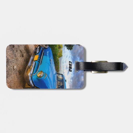 Oude Amerikaanse klassieke auto in Trinidad, Cuba Bagagelabel (Achterkant horizontaal)