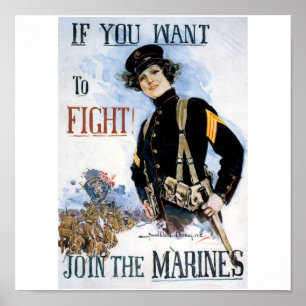 Oude Amerikaanse mariniers Poster rond 1915