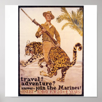Oude Amerikaanse mariniers Poster rond 1917