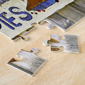 Oude Amerikaanse Vintage Borden. Legpuzzel (Zijkant)
