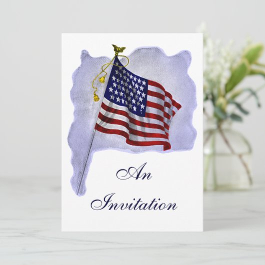 Oude Amerikaanse Vlag Aangepaste Feest Uitnodiging (Staand voorkant)