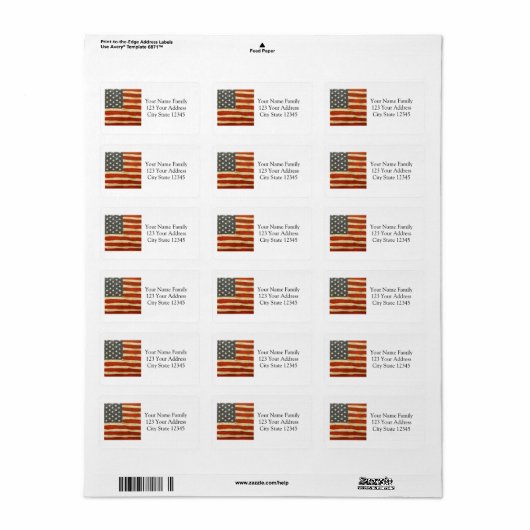 Oude Amerikaanse vlag Etiket (Full Sheet)