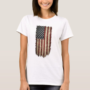 Oude Amerikaanse Vlag Harten Patriottisch Amerikaa T-shirt